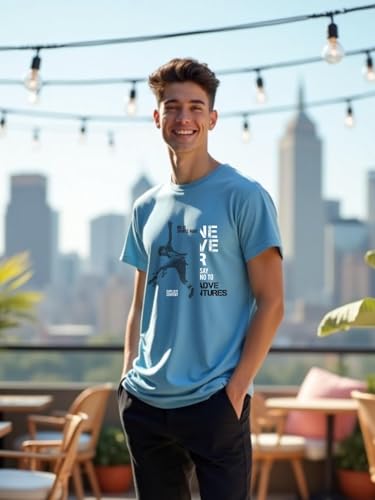 Image of NOBERO Men's Cotton Regular Fit Letter Print T-Shirt