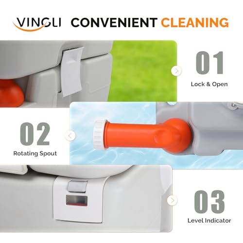 Image of VINGLI Portable 5.8 Gallon Camping Toilet w /Carrying Bag,Large Capacity Tank for Camping,Boat /Truck (White, 5.3 Gallon)