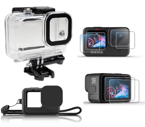 Action Pro™ Made in India Camera Accessories kit Waterproof case, Silicon Case and 9H Tempered Glass Compatible with GoPro Hero 9/10/11/12 Cameras