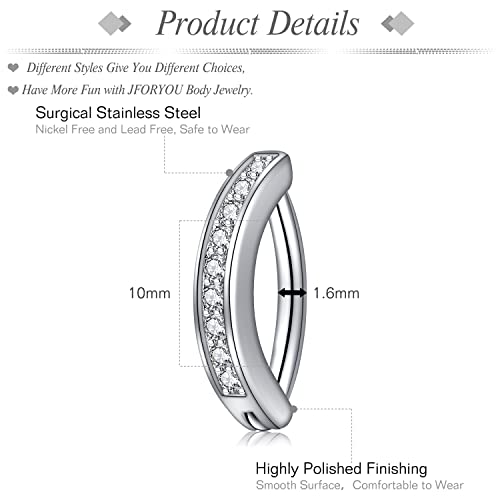 JFORYOU Belly Button Rings Stainless Steel 14G CZ Opal Navel Rings Barbells Women Girls Belly Piercing Jewelry2