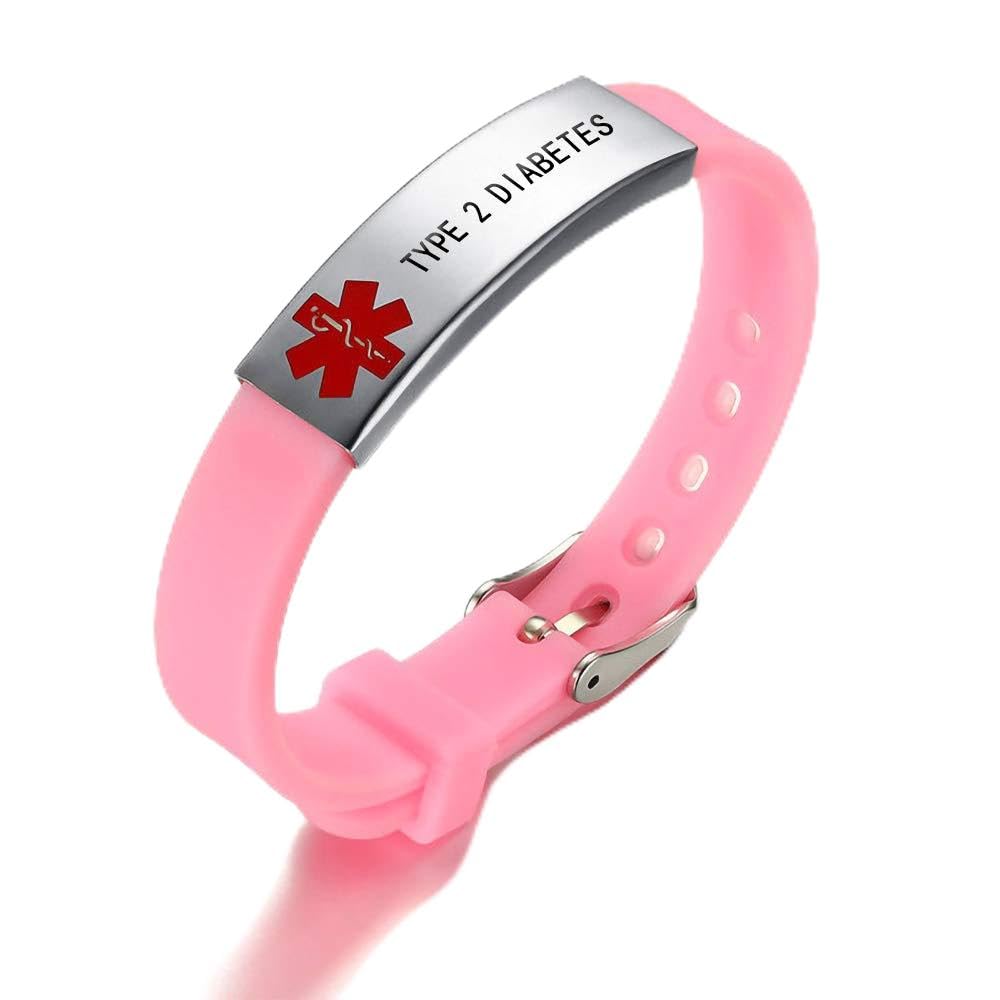 Medical Alert Customized ID Bracelet Free Custom Engraving Personalized Gift Adjustable Wristband for Men Women in Emergency First Aid