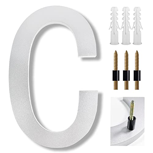 8 Inch Large House Numbers Floating Sliver House Numbers Plaques Modern Door Numbers Plates Signs with Nail Kit for Outside Wall Address Garden Mailbox Dec Strong Sliver Acrylic Material (C)