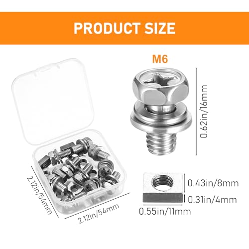 Motorrad Batterie Schrauben und Muttern, 10 Sets Motorrad Batterieklemmen Muttern und Schrauben, Motorradbatterien Schrauben mit Vierkantmuttern für ATV Scooter Fahrrad Roller DIY