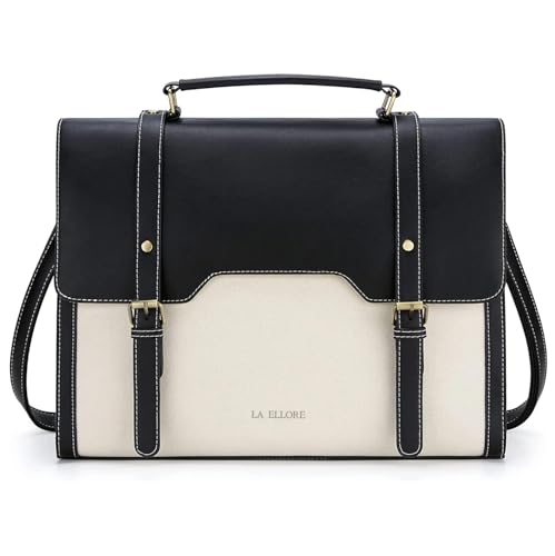 Image of Vagei Laptop Bag 15.6 Inch Canvas Messenger Bag For Women Professional Work Bag Shoulder Bag Travel, Office