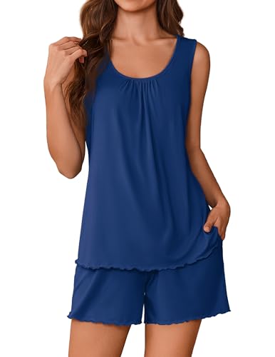 Ekouaer Womens Pajama Sets Viscose from Bamboo Sleeveless Lounge Sets Soft Tank Top and Shorts 2...