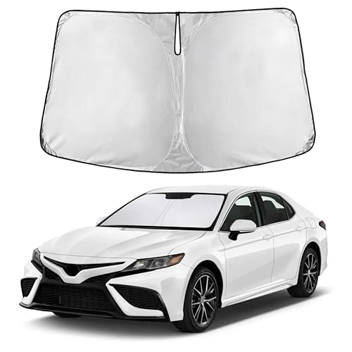 Image of Autovir Windshield Sun Shade Fit for 2018-2022 2023 2024 Toyota Camry Sunshade, Front Car Window Shades Sun Visor, Blocks UV Rays & Heat, Car Accessories