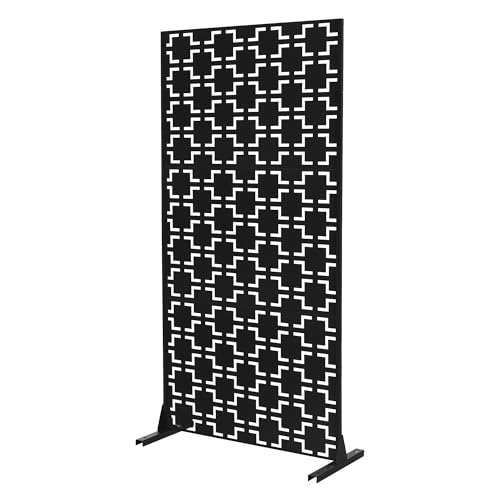 ML-Design Brise-Vue Métallique Milano 90x180cm en Acier, Modèle Autoportant à 3 Panneaux Extensible avec Supports, Paravent Décoratif Élégant, Résistant...