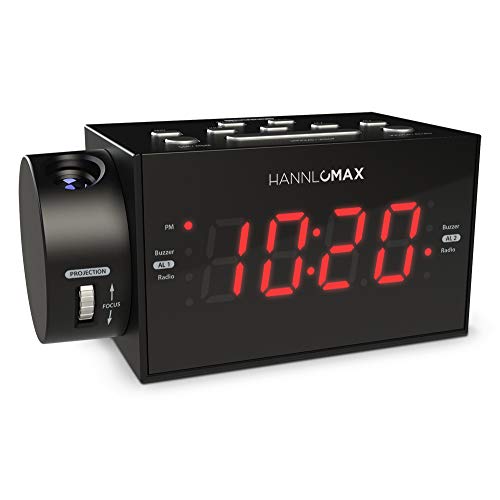 HANNLOMAX HX-109CR PLL FM Radio, Clock with Dual Alarm, Time Projection, 1.2 inches LED Display, USB Port for 1A Charging, Aux-in, AC/DC Adaptor Included