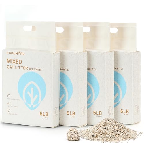 FUKUMARU Tofu Cat Litter, 10.8 kg, Clumping Cat Litter, Tofu and Bentonite Litter, Dust-free and Easy to Clump, Odour Control (White Tea), Can Be Flushed Down the Toilet