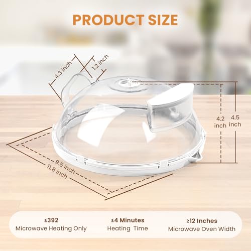 Image of Gracenal Microwave Food Cover, 10 Inch Microwave Splatter Cover with Water Steamer and Integrated Handle, Clear Splatter Guard Microwave Cover for Food, Beige Kitchen Accessories Gifts for Mom