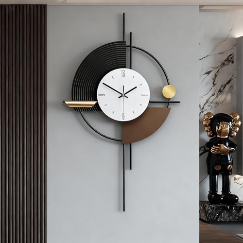 SIN&MI Modern Wall Clock for Living Room,Large Decorative Wall Clock,Digital Creative Silent Clock Battery Operated for Kitchen/Entryway/Bedroom/Office/Dinning Room Metal Wall Decor,17.5 * 31 Inch