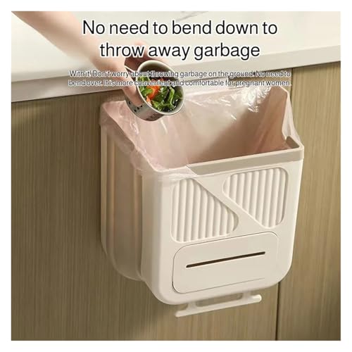 Caneca de basura colgante plegable para cocina 7L beige miniatura 3