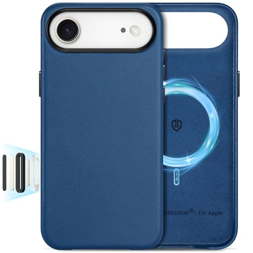Image of SHIELDON Genuine Leather Case for iPhone Air 6.5 inch 2025, Royal Blue