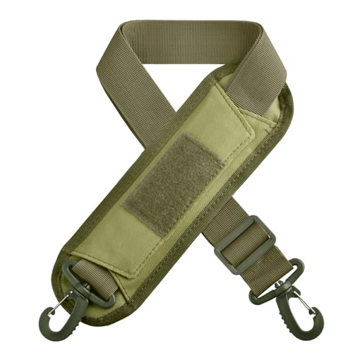 Azarxis Tactical Shoulder Strap with Thick Soft Pad Adjustable Crossbody Replacement Strap Detachable Luggage Deffle Bag Padded Belt (Green - 1.5" Width - 54" Length)