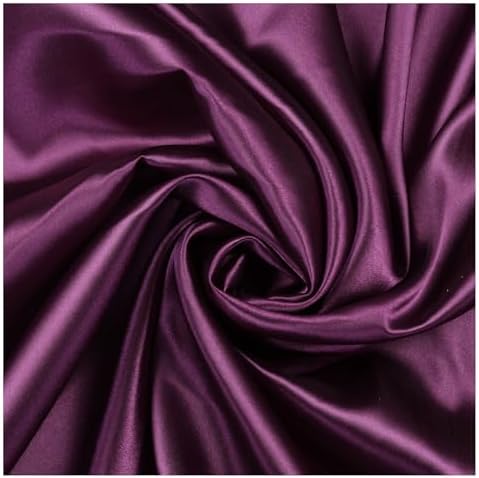 VDS Eggplant Satin Fabric, 5 Yards Continuous, 45” Wide, Wedding Party Decoration Charmeuse Silky Sateen Bridal Dress DIY Crafts Fashion Scarf Costumes Lining Sewing Backdrop Arch Cloth