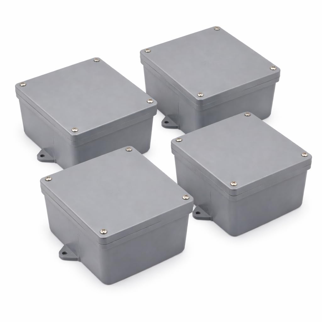 Non-Metallic Underground Terminal Junction Box – Gray, Watertight Seal – PJB Plastic/Fiberglass Blend 4 Pack, 8" x 8" x 6"