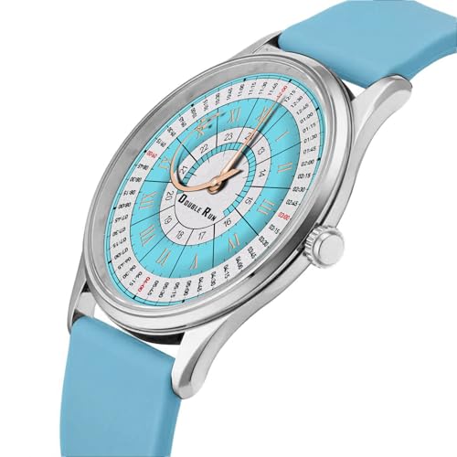 Image of DOUBLERUN Analog Watch, Silicone Strap, Roman Numerals, 24-Hour Display