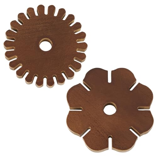 FINGERINSPIRE 2 Pcs 2 Styles Wood Bracelet Knitting Disc Set - Coconut Brown - 80x11mm & 84.5x11mm - Wooden Bracelet Kit for Jewelry Making