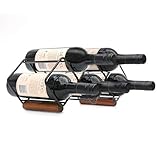 DETALLE DE ESPECIFICACIONES Y CAPACIDAD: el tamaño del estante es de aproximadamente 15.5 '' L X 6.1 '' W X 6.1 '' H. Un juego de botelleros puede almacenar 5 botellas y la dimensión de cada estante es de casi 4.9 '' L X 4.3 '' W.