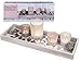 Produktbild MC Trend Deko Set mit Holz Tablett inklusive 4 Glas Teelichthalter Steinen und Dekomaterial Geschenkidee Mama Oma zu Hause