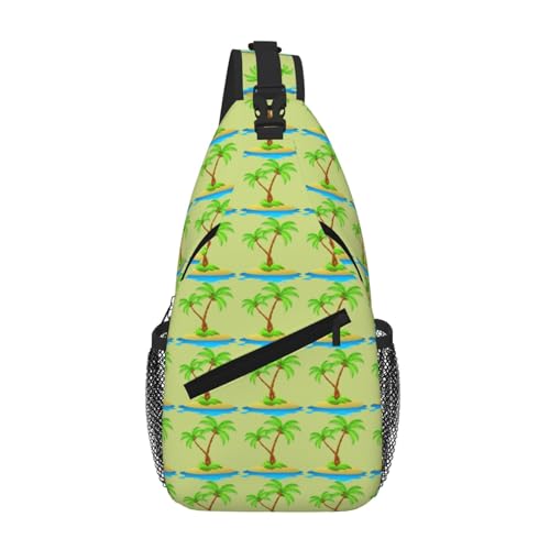 3d Palm Tree Printing Fashion Sling Bag For Men Chest Shoulder Backpack Crossbody Motocycle Daypack For Travel Hiking