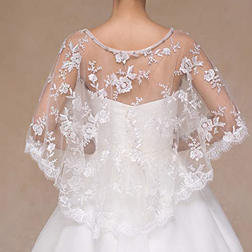 Women Embroidery Floral Lace Wedding Shawl Cape for Bridal Capelet3
