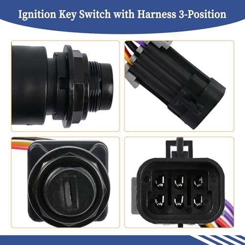 Image of 87-897716K01 Ignition Key Switch with Harness 3-Position Fit for Mercury Marine Quicksilver Outboard Motor 8M0059686 897716 Boat Engine Key Switch