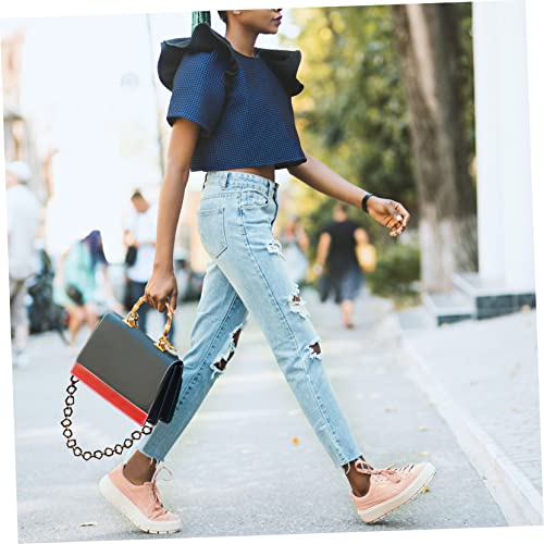 Sewroro 1 Peça Bolsa De Corrente Da Moda Sacola Vintage Alça Ajustável Carteira Preta Para Mulheres