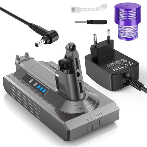 LabTEC Batería para Dyson V10, 25,2 V, 3900 mAh, batería de ion de litio de repuesto para Dyson V10 Series Animal Absolute Motorhead SV12 con cargador V10, aspiradora de varilla inalámbrica con