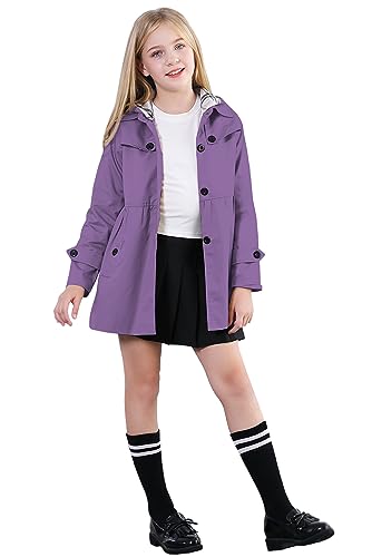 Image of Betusline Girls 2 Packs Trench Coat Hooded Lightweight Single Breasted Dress Outerwear Jacket,2-14 Years