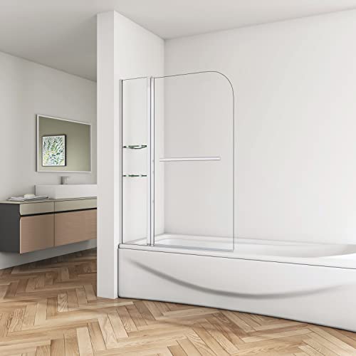 Biubiubath Pivot Bath Shower Screen Glass Shelves Easy Clean Glass 1000X1500mm