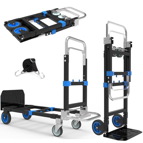 Dolly plegable 3 en 1, acero portátil con ruedas de goma miniatura 1