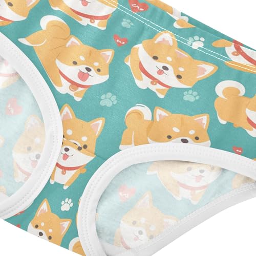 Wusikd Cartoon Lovely Dogs Girls' Underwear Cotton Red Hearts Blue Lines Girls Briefs Soft Toddler Underwear 2T4