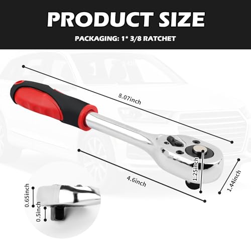 Image of Salior 8 Inch Dual Direction 3 /8 Ratchet,Multi-Purpose Socket Wrench Ratchet Wrench for Filter,Spark Plug,Lug Nut Socket,Universal Quick-Release Ratcheting Wrenches Car Accessories