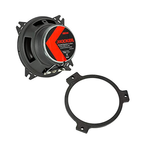 KICKER 47KSC404 KS Series Low Profile 4 Inch 4 Ohm 15 to 75 Watts RMS Power Factory Replacement Coaxial Car Audio Sound System Speakers (Pair)
