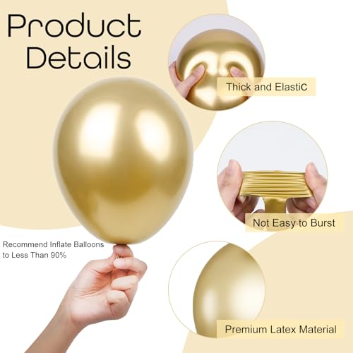 Image of Ouddy Party 129Pcs Metallic Gold Balloon Arch Garland Kit in 18 12 10 5Inch | Different Sizes 6Pcs 18 inchChrome Golden Balloons for Birthday Wedding Anniversary Baby Shower Bachelorette Party Decorations