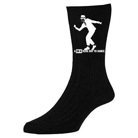 Ripped Ink Clothing Co 2 Tone Ask A Rude Boy to Dance Socks Ska Specials Madness Black Cover