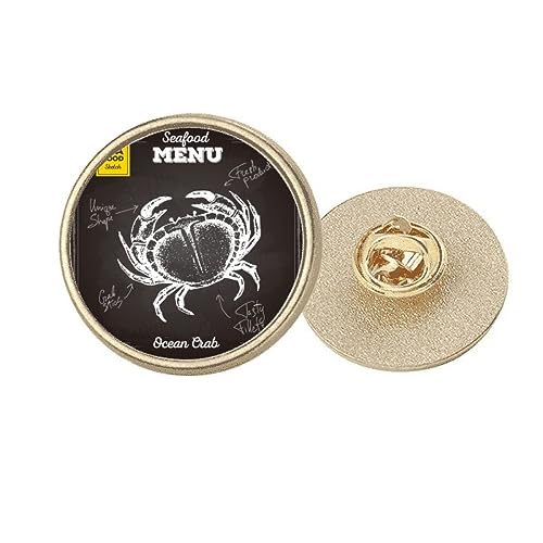 Broche ronde en métal doré motif crabe organisme marin M bijou de veste femme