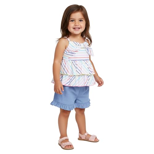 Image of Nautinati Baby Girls Printed Strappy Tiered Top with Shorts Clothing Set | Age 0-3 Years