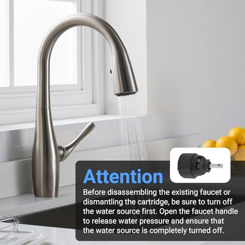 1255 Kitchen Faucet Cartridge, Faucet Replacement Parts Compatible with Moen Single Handle Kitchen Faucets, with Leak-Proof Design