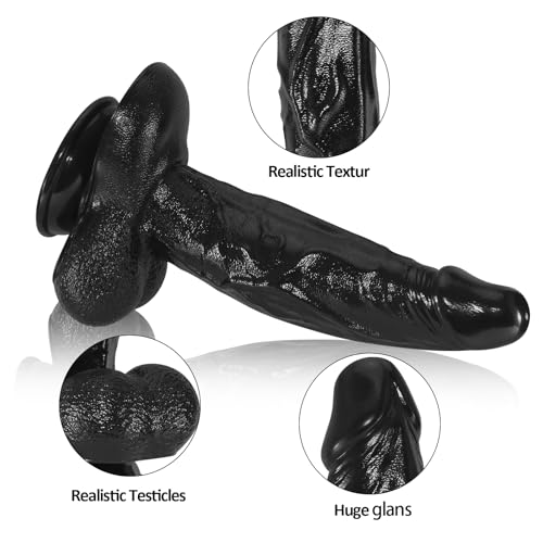 Image of Sex Toys Realistic Dildo for Women, Long Black Dildos for G Spot and Vaginal Anal Sexual Stimulation, Suction Cup Dildo Adult Toy for Female Pleasure & Couple Games (S)
