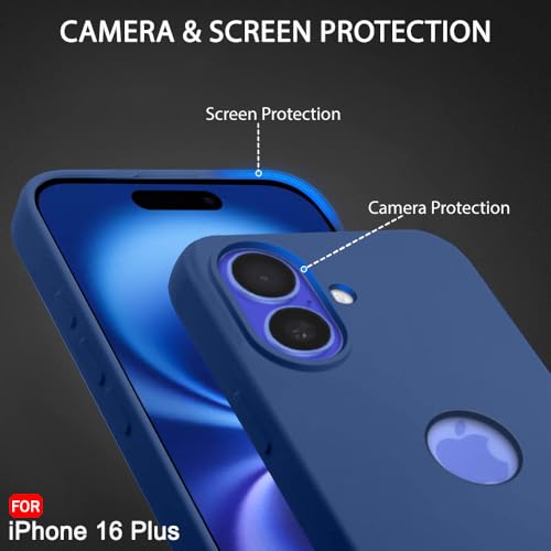 Image of TheGiftKart Liquid Silicone Back Cover Case for iPhone 16 Plus | Soft Micro-Fibre Lining Inside | Camera & Screen Protection | Shockproof Back Cover for iPhone 16 Plus (Silicone, Blue)