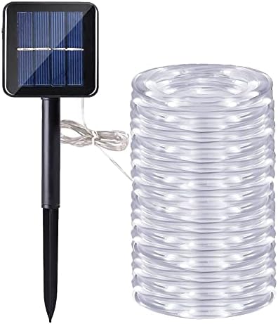 Solar Rope Lights,DINOWIN 200 LEDs 72ft/22M Waterproof Copper Wire Lights Tube Fairy Lights Decorative Lighting for Indoor/Outdoor (White)