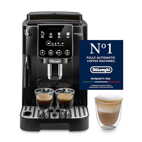 De'Longhi Magnifica Start ECAM222.20.B, Automatisk Kaffemaskin med Mjölkskummare, Espressomaskin med 4 Förinställda Recept, Soft-Touch Kontrollpanel, 1450W, Svart