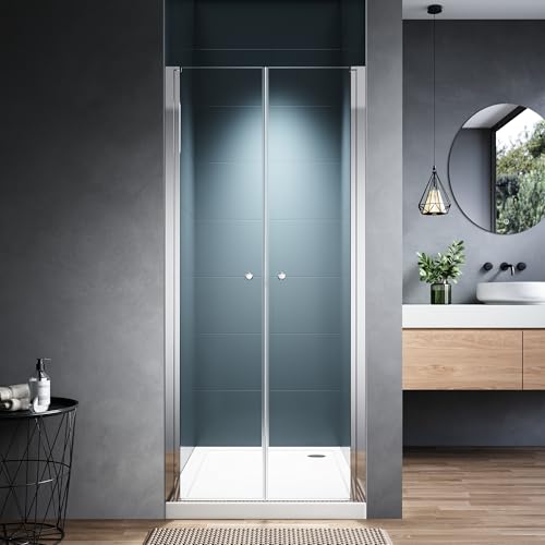 OsmanthBD Duschkabine 86x195 cm Pendeltür 85-90 cm Duschtür Nische Duschabtrennung aus 6 mm ESG Sicherheitsglas Nano-Beschichtung Schwingtür Nischentür Dusche Chrom