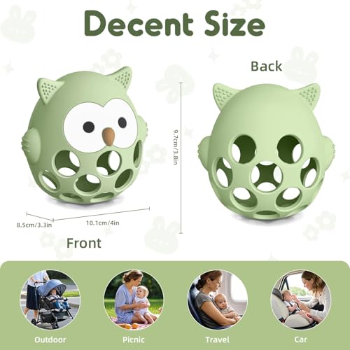 Image of Baby Teething Chick Toy, Upgraded Easy Grasp Silicone Teething Rattle Ball Toy for Babies Over 3 Months, 100% Food Grade, Gift for Infant Boys and Girls 0-6-12 Months (Green.)