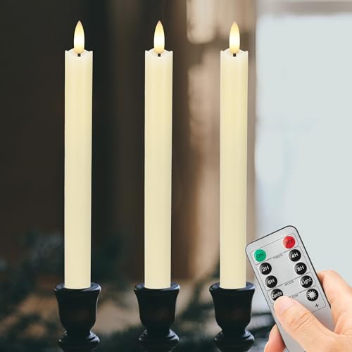 AFINETH Flameless Taper Candles with Rmote, 9.6