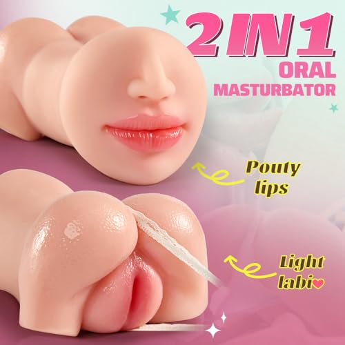 Realistic Pocket Pussy Male Masturbator - 2 in 1 Oral Sex Toy Men Masturbation with 5D Textured Tight Vagina & Real Mouth for Blowjob Masturbation, Blowjob Male Stroker Men Sex Toy Sex Doll - Image 3