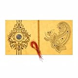 DEV SANKET Mustard Yellow Mandala & Paisley Fold-Open Shagun Money Envelopes with Tassel for Weddings & Festivals – Pack of 5