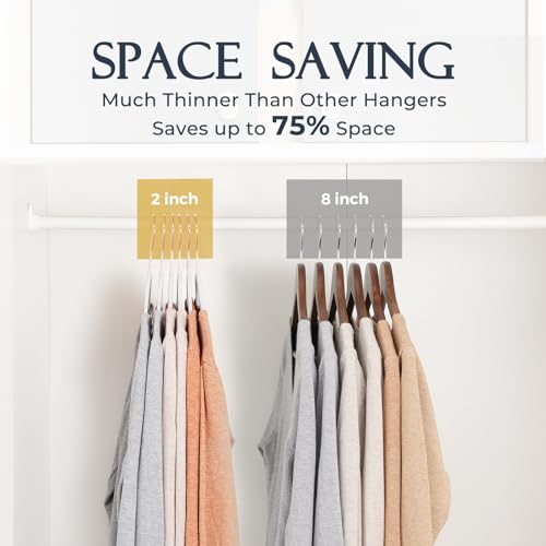 Image of HOUSE DAY White Velvet Hangers 60 Pack, Premium Non-Slip Felt Hanger